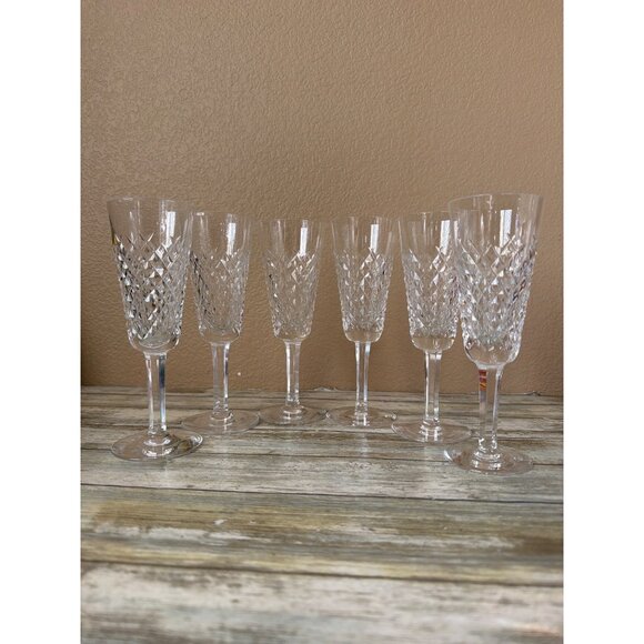 Waterford Alana Champagne Flutes 7.25" Set of 6 1970s–80s Gothic Mark - Picture 1 of 15